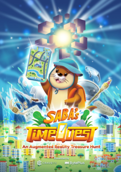 Campaign poster introducing Saba's island-wide augmented reality treasure hunt.